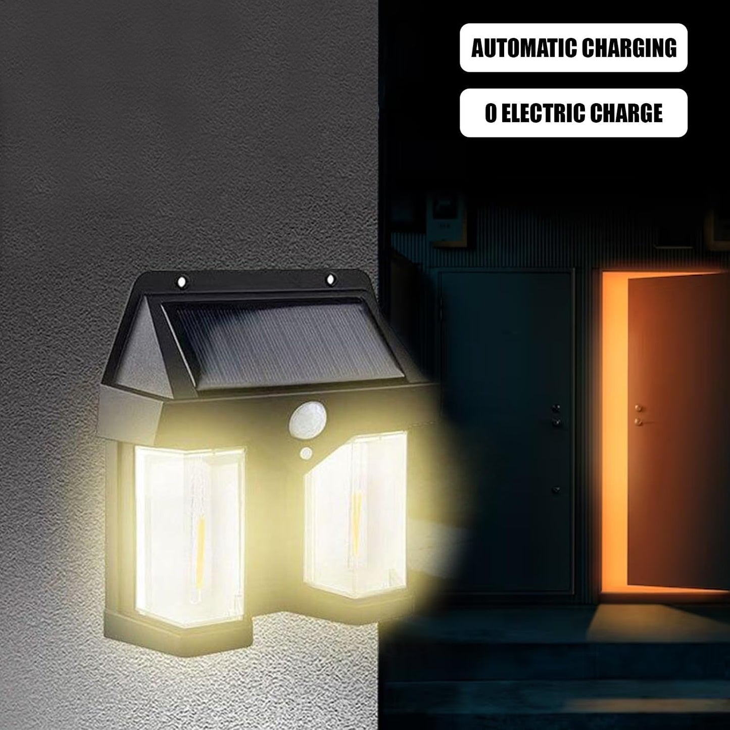 12585 Outdoor Solar Wall Lamp Outdoor Waterproof High Quality Lamp Induction Garden Lamp Garden Villa Night Lamp Double Lamp Light (1 Pc)