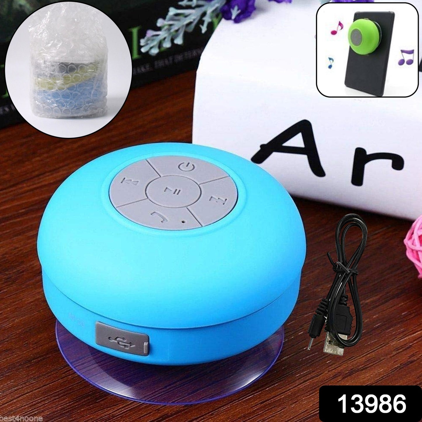 Mini Waterproof Hands-free Bluetooth Speaker With Mic Suction Cup (1 Pc)