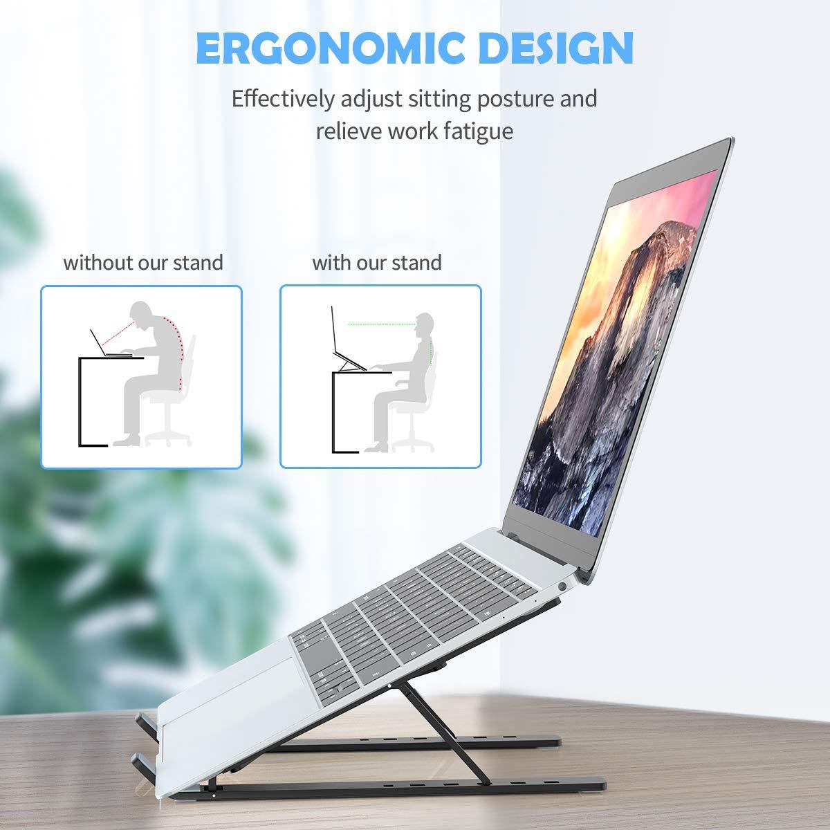 1320 Adjustable Laptop Stand Holder With Built-in Foldable Legs And High Quality Fibre