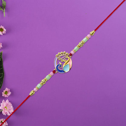 Elegant Conch Shell Rakhi With Enamel Detailing And Beads