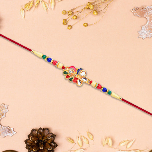 Multicolor Peacock Feather Rakhi