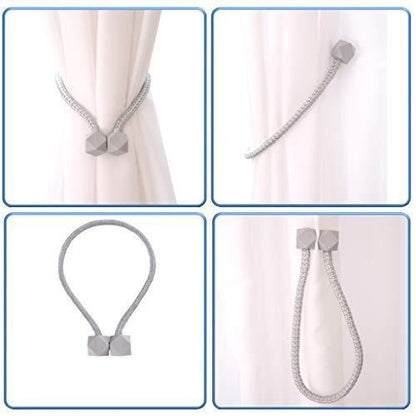 1441 Hexagonal Magnetic Braided Rope Drapery Window Curtains Loop Binding Ties Buckle (2 Pc)