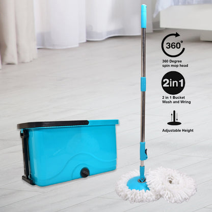 4027 Quick Spin Mop Plastic Spin Bucket Floor Cleaning Easy Wheels  Big Bucket Floor Cleaning Mop With Bucket