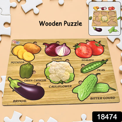 Wooden Vegetable Puzzle Learning Educational Board (1 Set  2820 Cm)