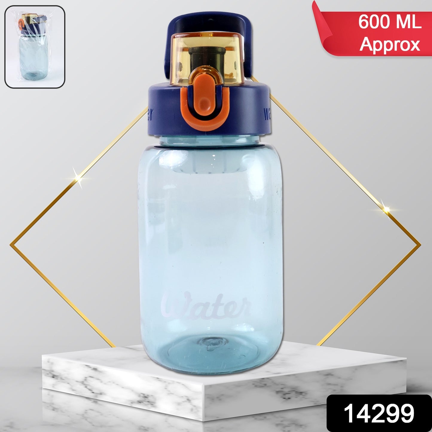Blue Plastic Leak-proof Flip Cap  Safty Lock Water Bottle (600ml Approx  1 Pc)