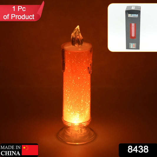 8438 Red Led Flameless Candles Battery Operated Pillar Candles Flickering Realistic Decorative Lamp Votive Transparent Flameless Ornament Tea Party Decorations For Hotel Scenehome Decor Restaurant Diwali Decoration Candle Crystal Lamp (1 Pc)