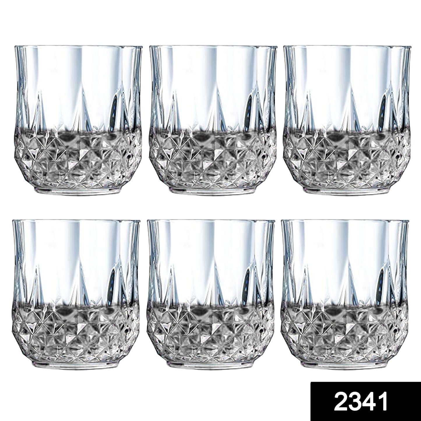 2341 Heavy Unbreakable Stylish Look Fully Transparent Glasses Set 250ml (6pcs)