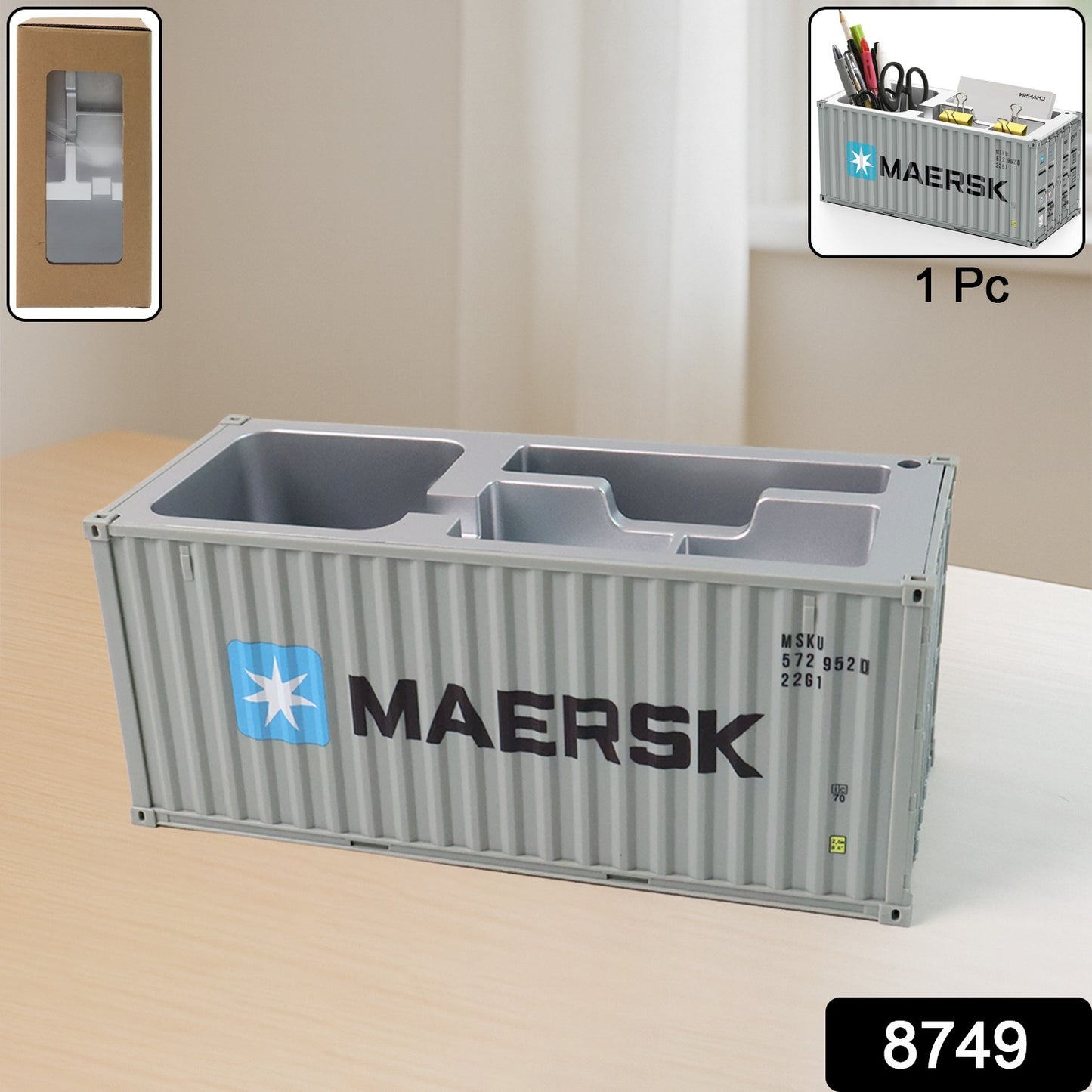 Container-style Multi-compartment Desk Organizer (1 Pc)