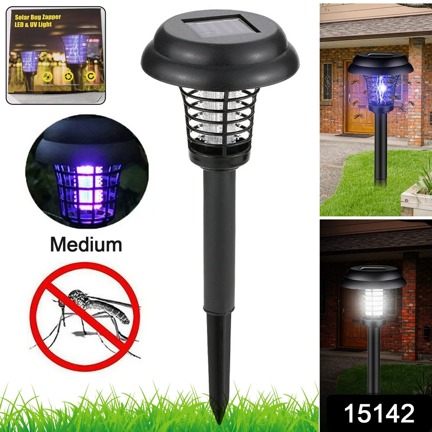 Medium Garden Solar Powered Led Mosquito Trap  Bug Zapper (1 Pc)