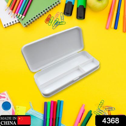 4368 Multipurpose Compass Box Pencil Box With 3 Compartments For School White Color Pencil Case For Kids Birthday Gift For Girls  Boys