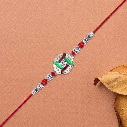 Silver-tone Swastik Rakhi