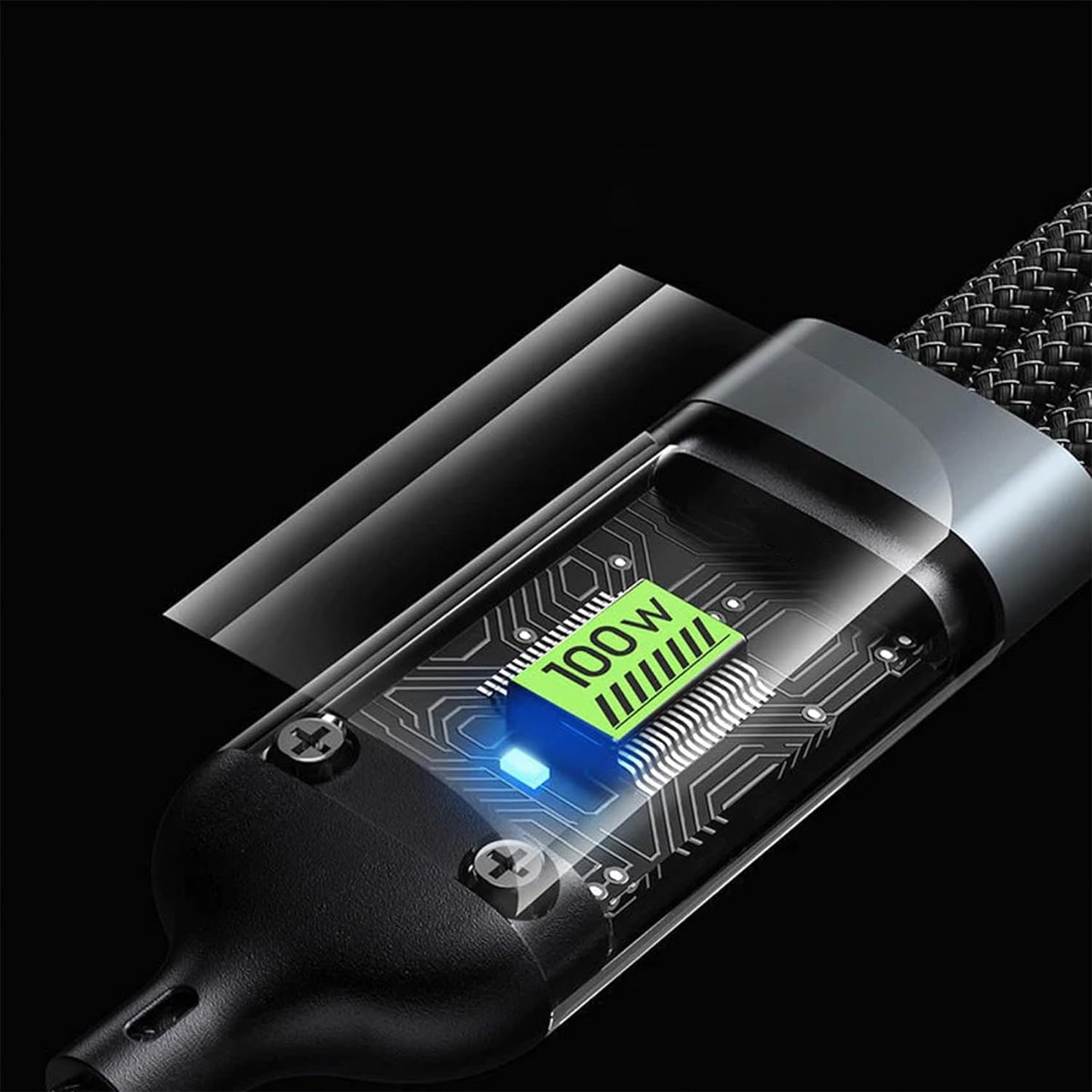 13111 3-in-1 Super Fast Charging Cable 100w Multifunctional Convenient Super Fast Charging Cable Nylon Braided Cord 3-in-1 Silicone Zinc Alloy 3 Head Charging Cable