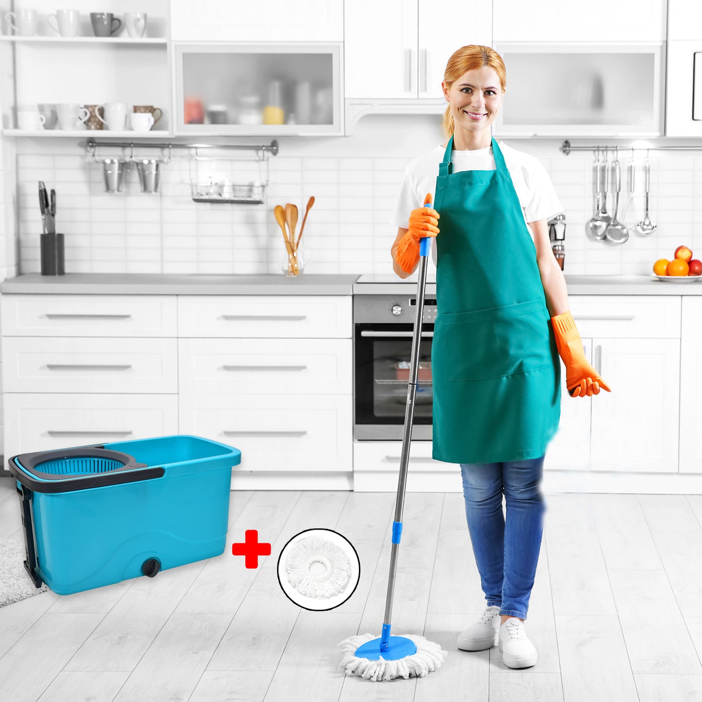 4028 Quick Spin Mop Plastic Spin Bucket Floor Cleaning Easy Wheels  Big Bucket Floor Cleaning Mop With Bucket