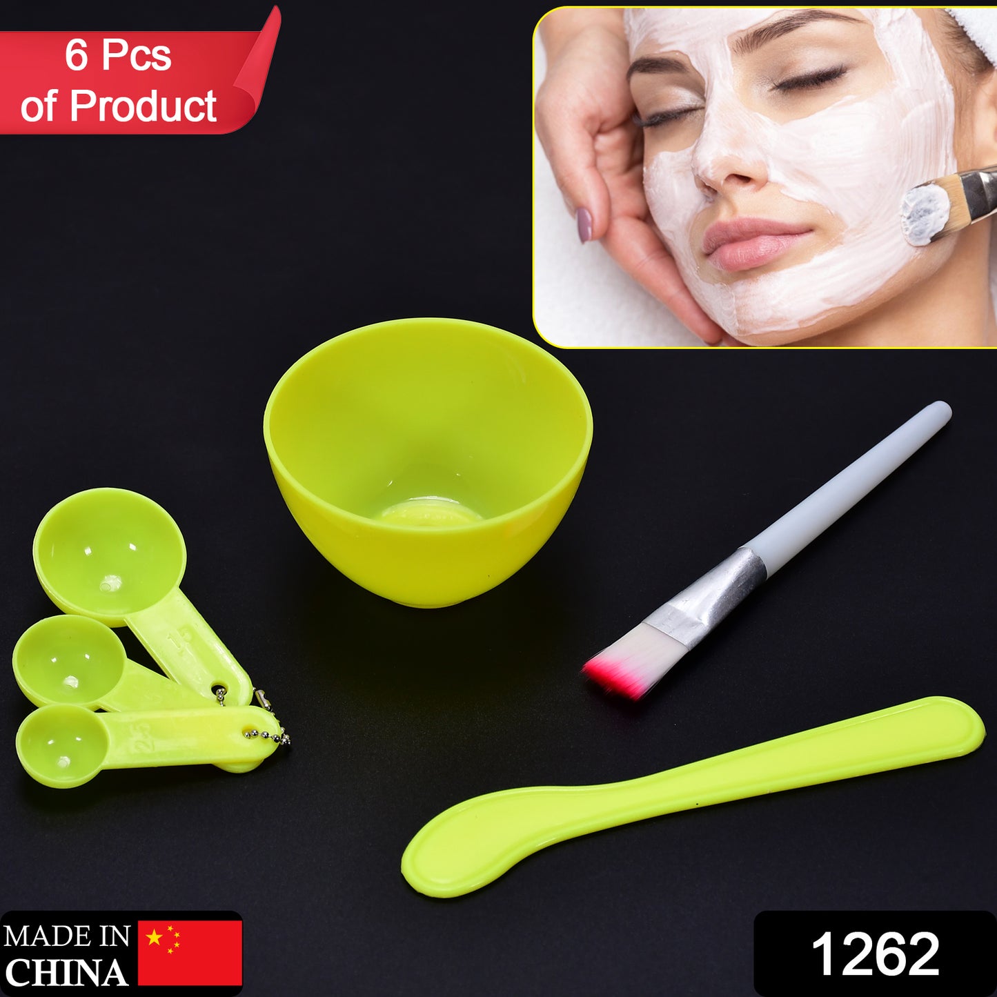 1262 Facial Mask Bowl Set For Girls Use ( 6 Pcs Set )