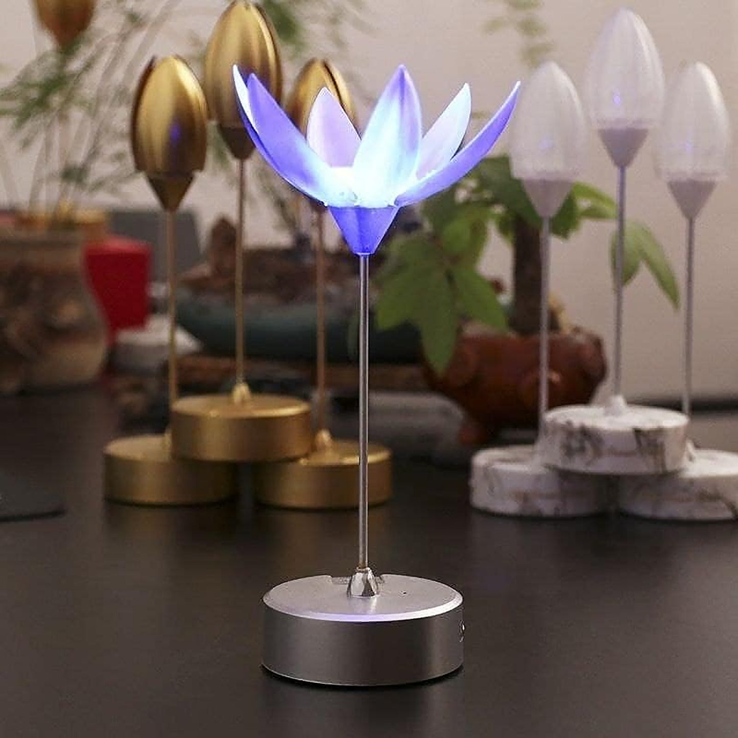 13074 Lotus Flower Lamp With Music Touch Open And Close Usb Rechargeable (1 Pc)