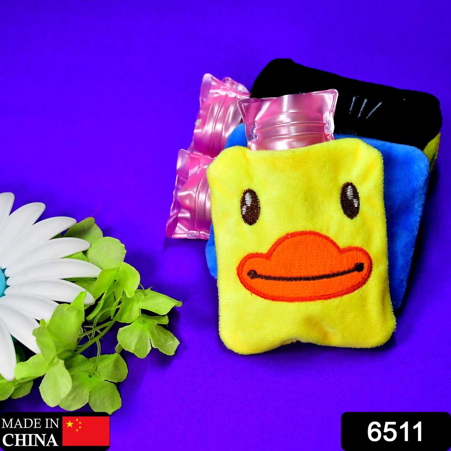 6511 Yellow Duck Small Hot Water Bag With Cover For Pain Relief Neck Shoulder Pain And Hand Feet Warmer Menstrual Cramps.