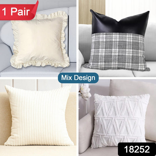 Pillow Covers Couch Pillows Cover Soft Decorative Cover (Mix Color  Design  2 Pc)