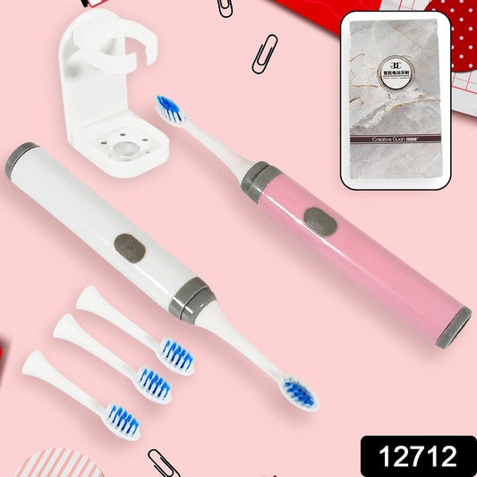 12712 Adult Waterproof Electric Toothbrush Strong Sonic Charging With 4 Toothbrush Head And A Toothbrush Holder