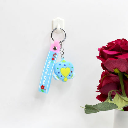 Cute Silicone 3d Key Chain With Metal Hook  Strap (Pack Of 1)