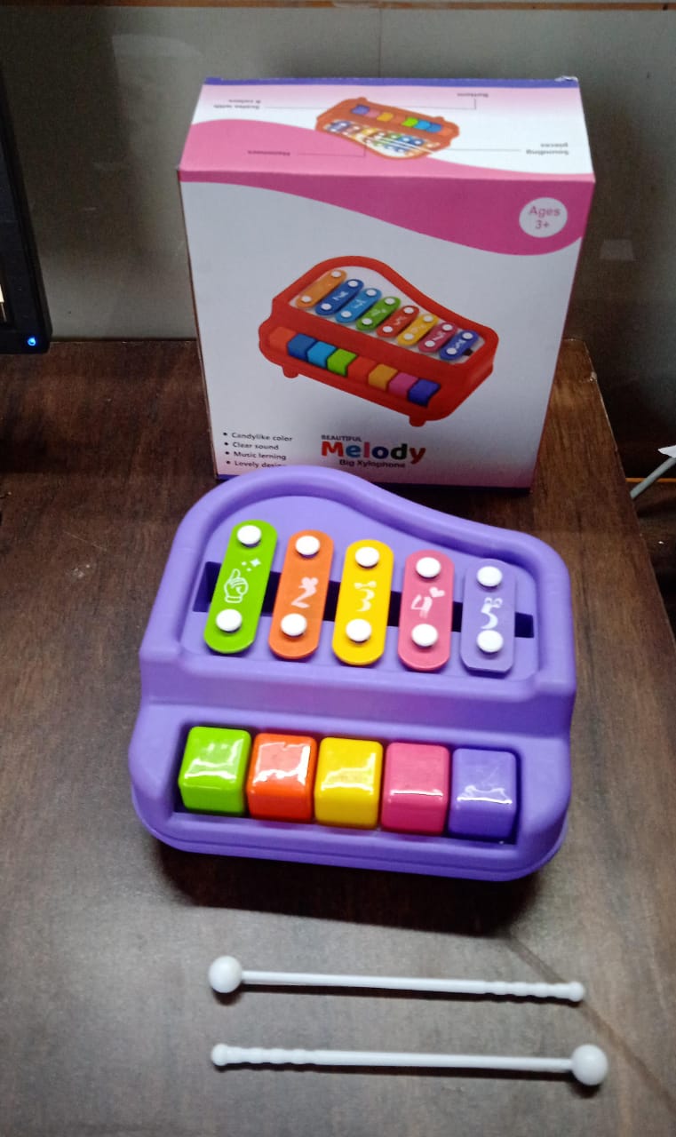 17799 2 In 1 Baby Piano Xylophone Toy For Toddlers 5 Multicolored Key Keyboard Xylophone Piano Preschool Educational Musical Learning Instruments Toy For Baby Kids Girls Boys 3+ Years(1 Pc)