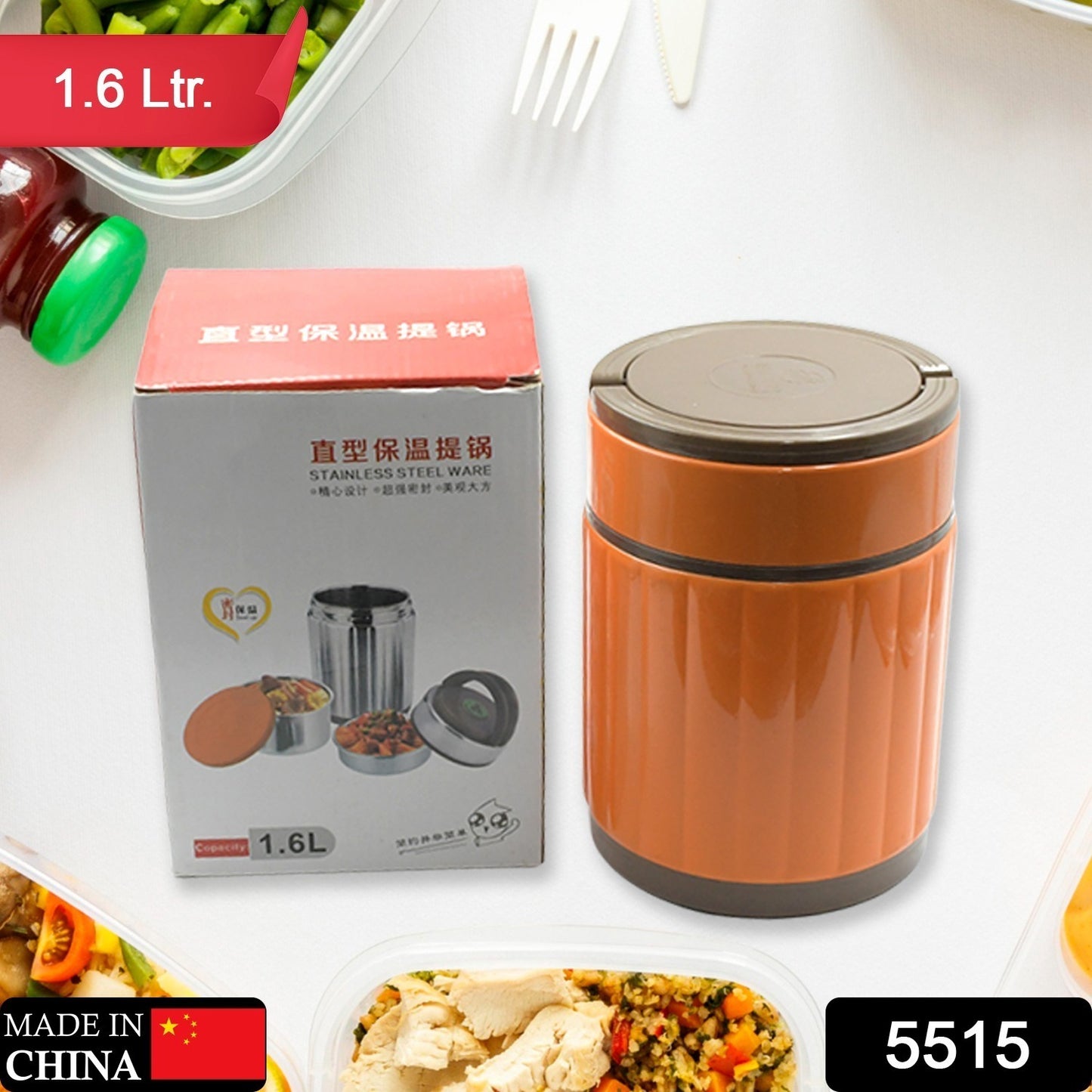 5515  Leak-proof Thermos Flask For Hot Food Warm Soup Cup Vacuum Insulated Lunch Box Food Box For Thermal Container For Food Stainless Steel