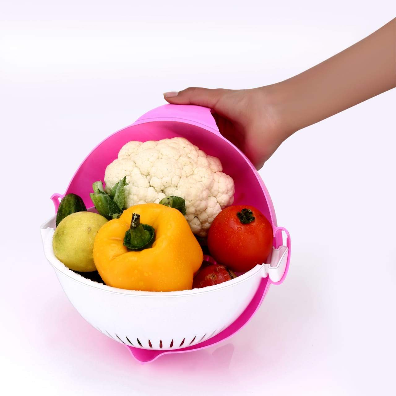 2214 Multifunctional Vegetable Fruits Cutter Shredder With Rotating Drain Basket