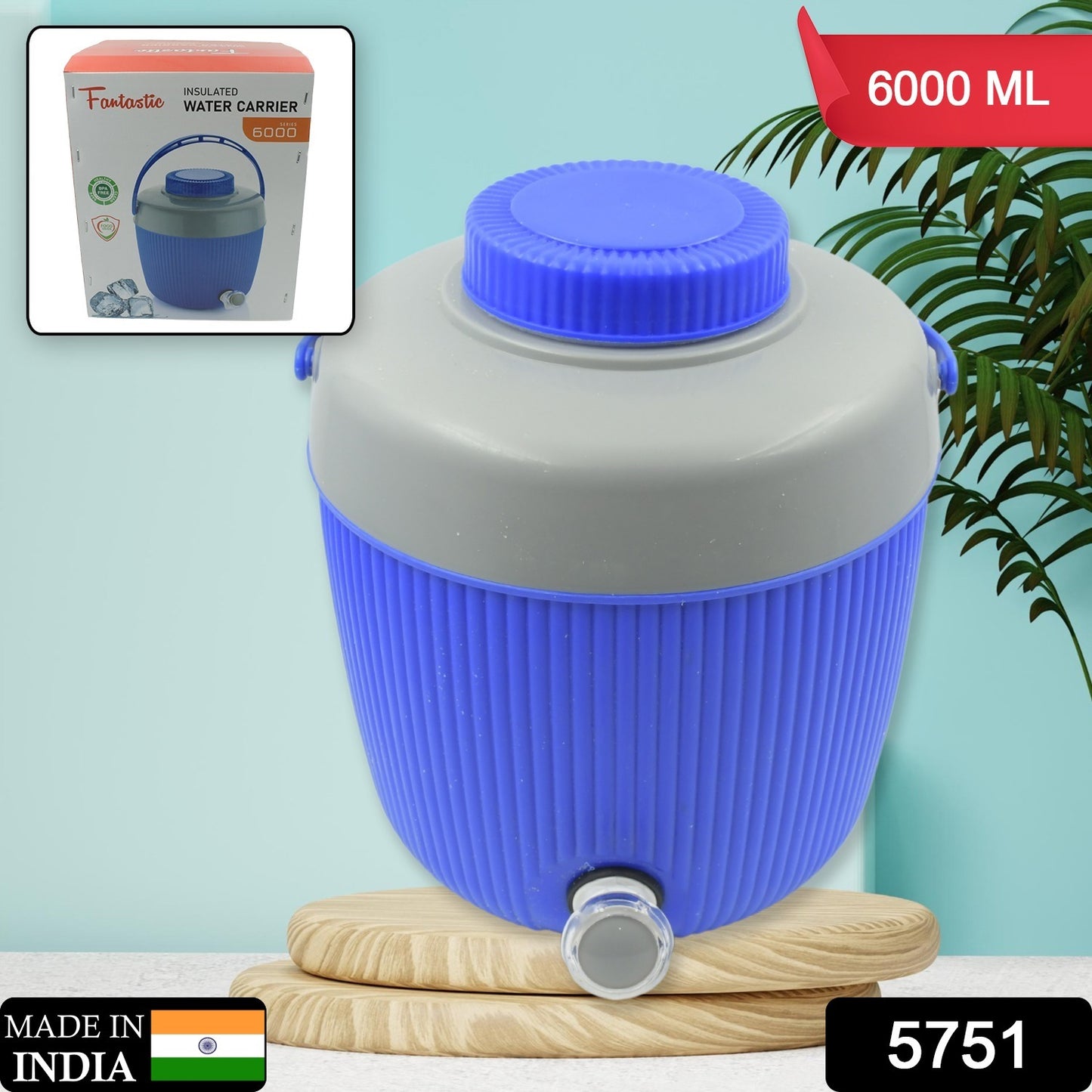 5751 Insulated Water Jug Insulated Plastic Water Jug With A Sturdy Handle Water Jug Camper With Tap Plastic Insulated Water Water Storage Cool Water Storage For Home  Travelling (6000 Ml )