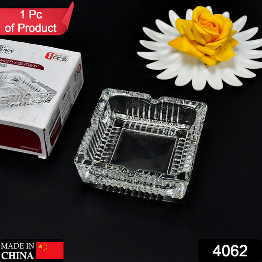 4062 Square Glass Misti Crystal Quality Cigar Cigarette Ashtray Round Tabletop For Home Office Indoor Outdoor Home Decor