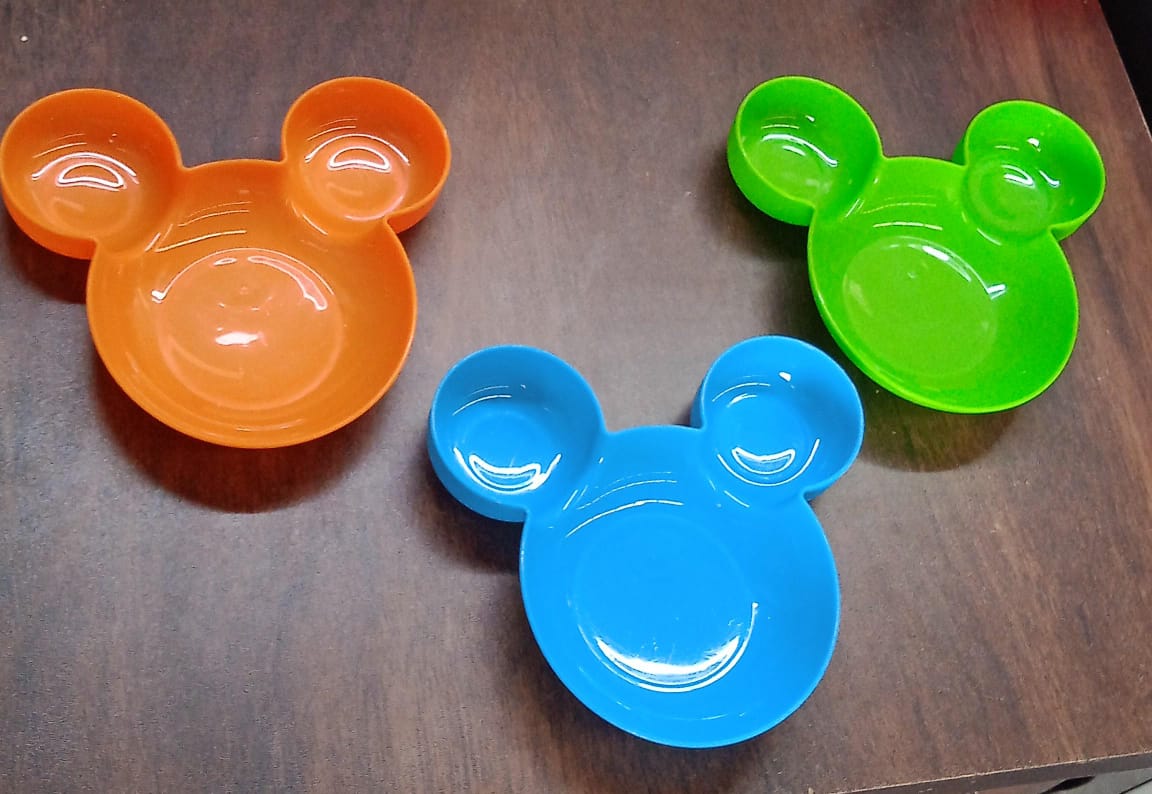 5624 Mickey Mouse Shape Plates For Kids Bpa Free  Unbreakable Childrens Food Plate Kids Bowl Fruit Plate Baby Cartoon Bowl Plate Tableware (1 Pc)