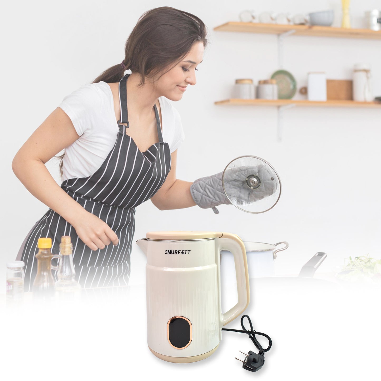 Double Wall Stainless Steel Electric Cordless Tea Kettle (1500w  2.3 Ltr.)