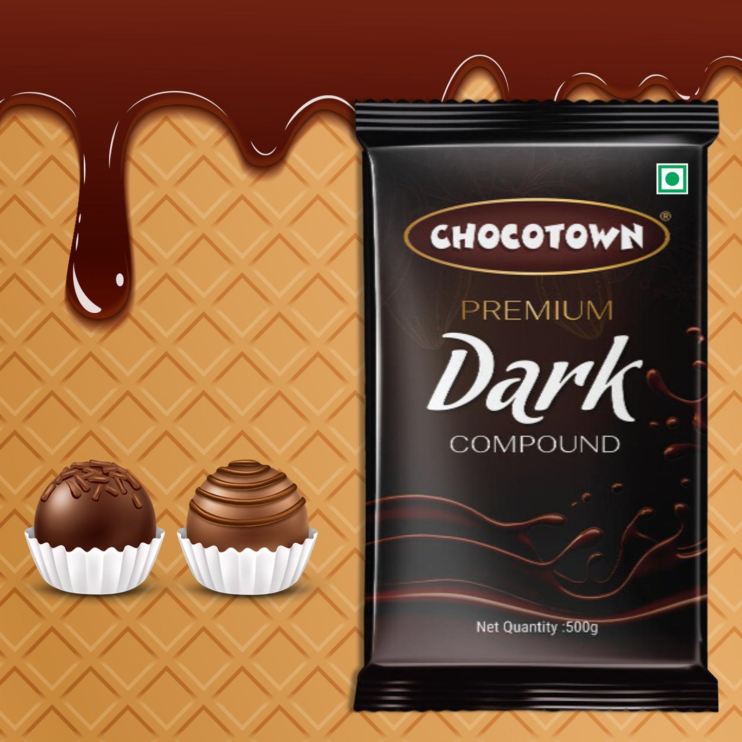 Dark Compound 500gm  Chocotown Dark Choco Slab