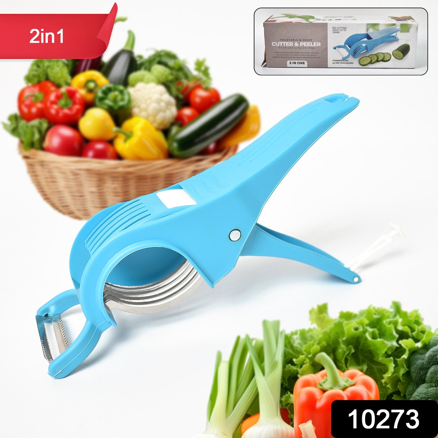 2 In 1 Vegetable   Fruit Multi Cutter 5 Blade Vegetable Cutter With Peeler (1 Pc  Multicolor)