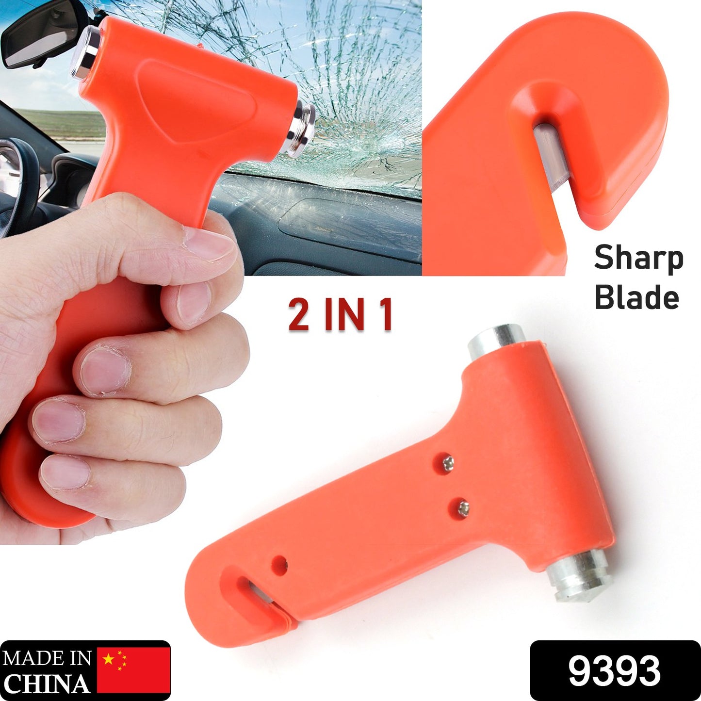 9393 Car Safety Hammeremergency And Rescue Toolcar Window Breaker And Seatbelt Cuttersafety Hammer Emergency Rescue Toolcar Window Breaking Seat Belt Cutter (1 Pc)