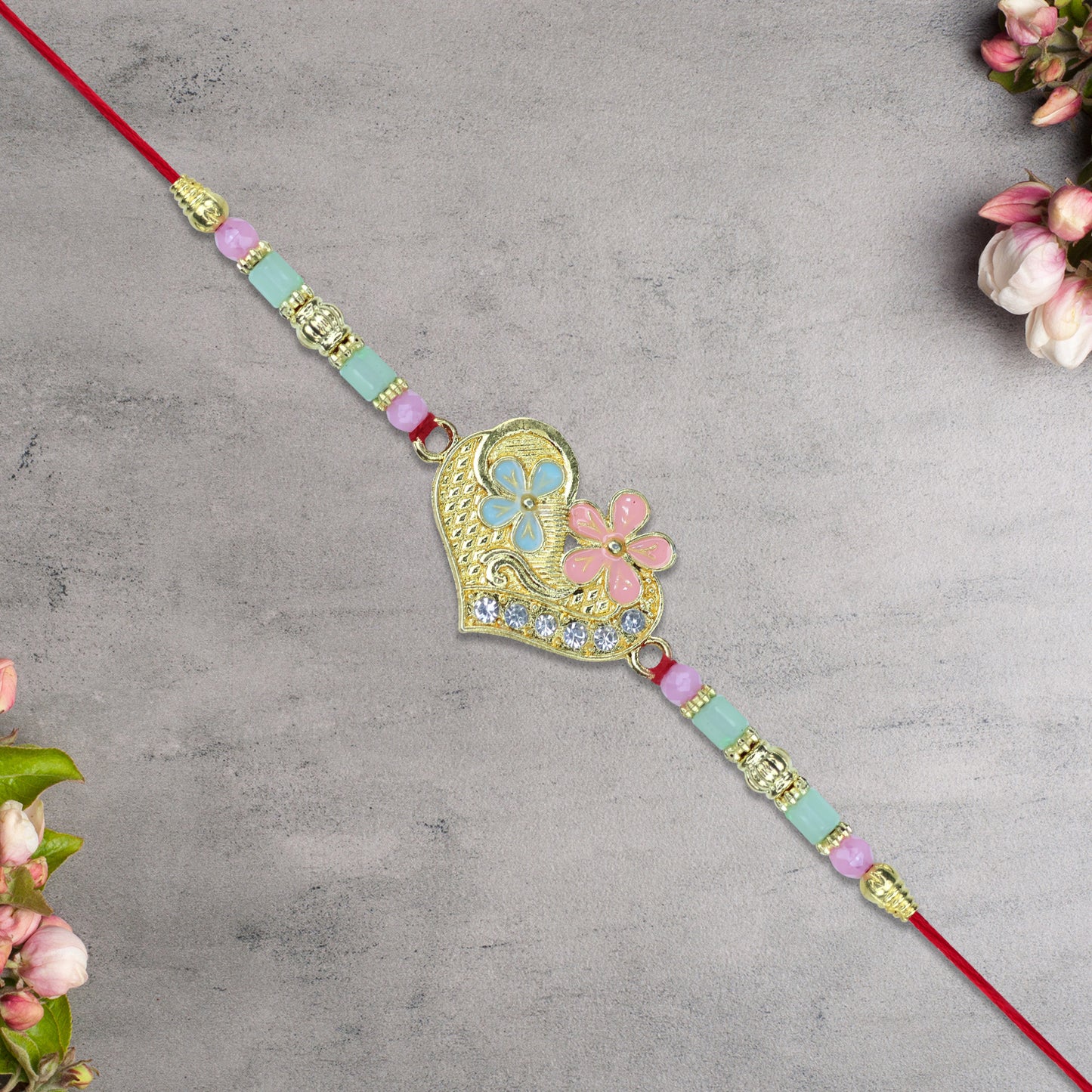 Heart-shaped Rakhi With Pastel Floral Detailing