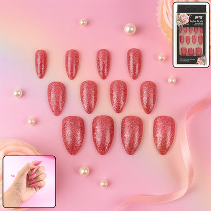 Glitter Press-on False Nails - (1 Set  Mix Color  Design)