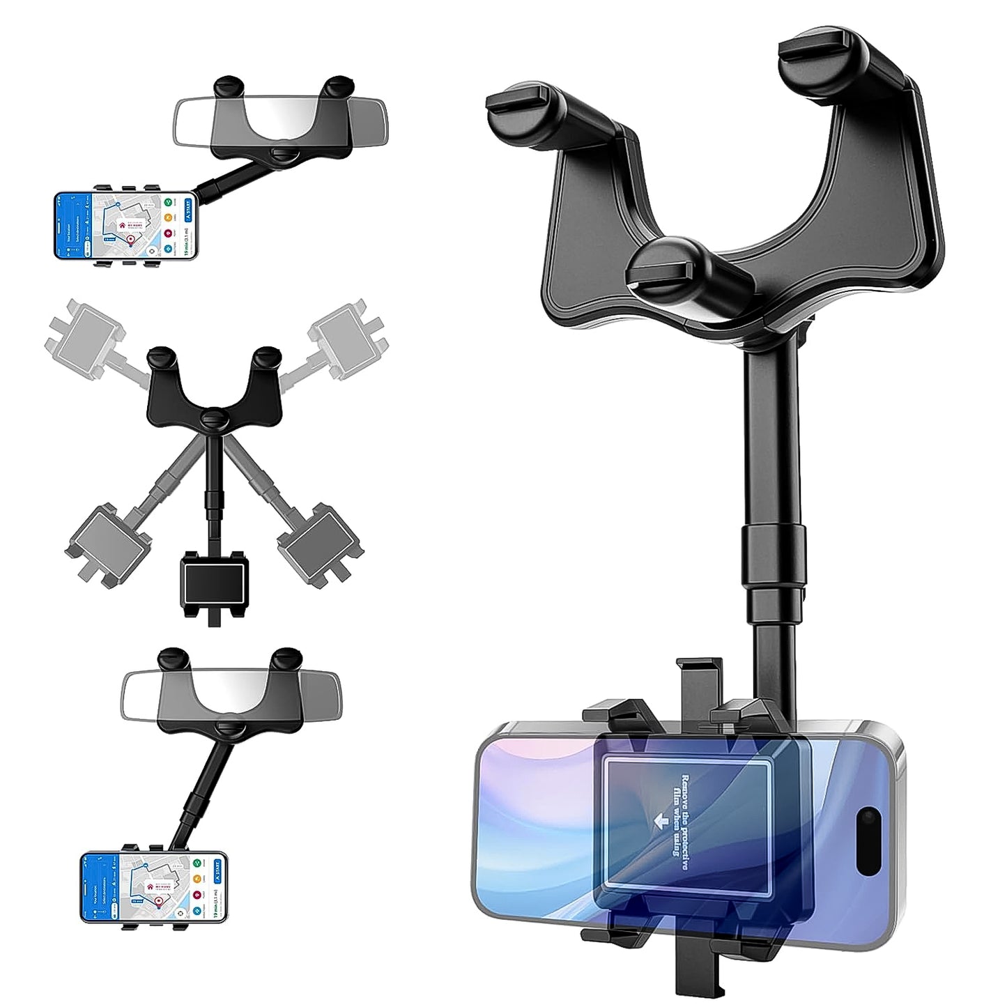 360  Rotating Car Rear View Mirror Phone Holder (1 Pc)