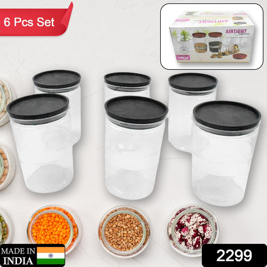 2299 Air Tight Kitchen Storage Container For Rice  Dal  Atta Bpa-free Flour  Cereals  Snacks  Stackable  Modular Round. (Approx - 1100ml Set Of 6pcs)