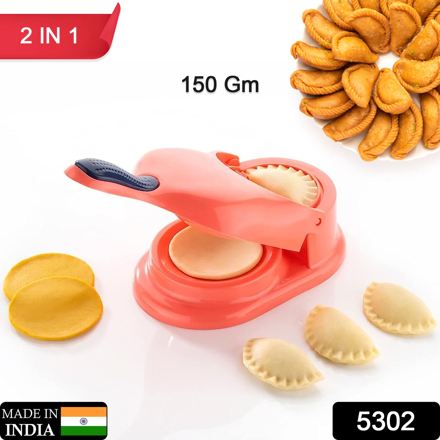 5302 Dumpling Press Mould For Gujiya  Ghughra  Momos Making 2 In 1 Dumpling Maker Mould Machine Kitchen Dumpling Making Tool