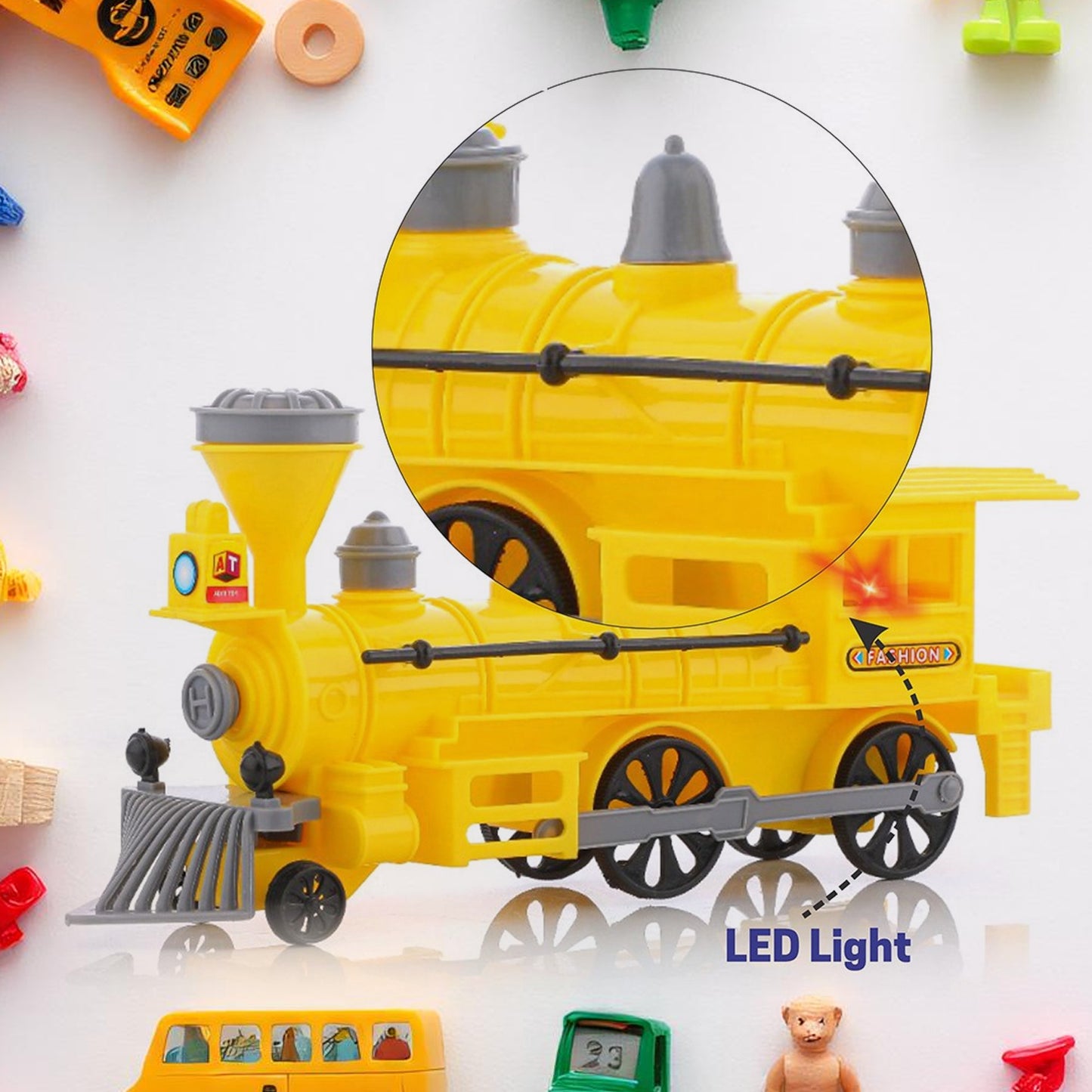 Pull And Go Train With Light Plastic String Pull Back Train (1 Pc  Mix Color)