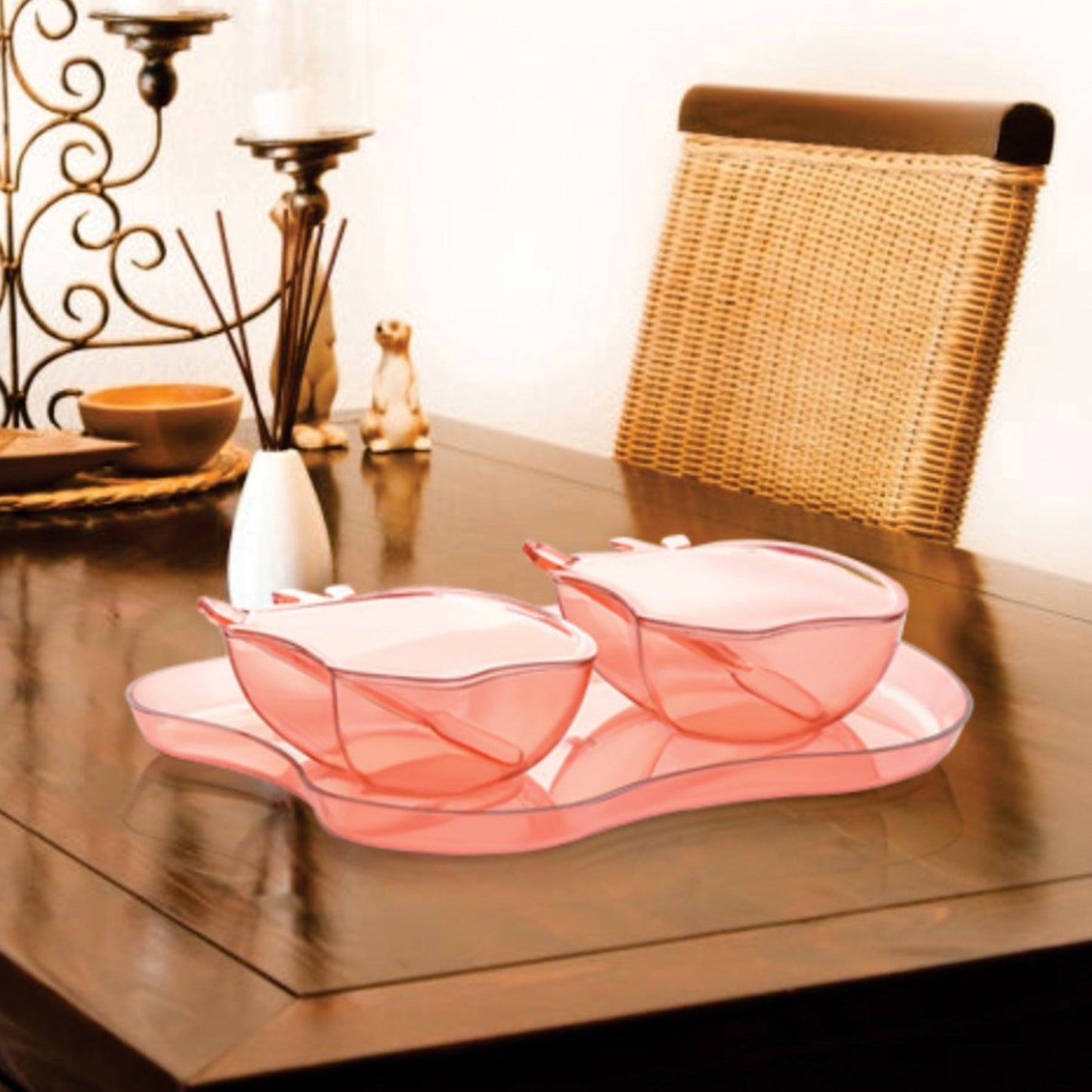 2969 Apple Shape 2piece Serving Set Of Bowl With Spoon  Tray. Dinnerware Serving Snacks  Pickle