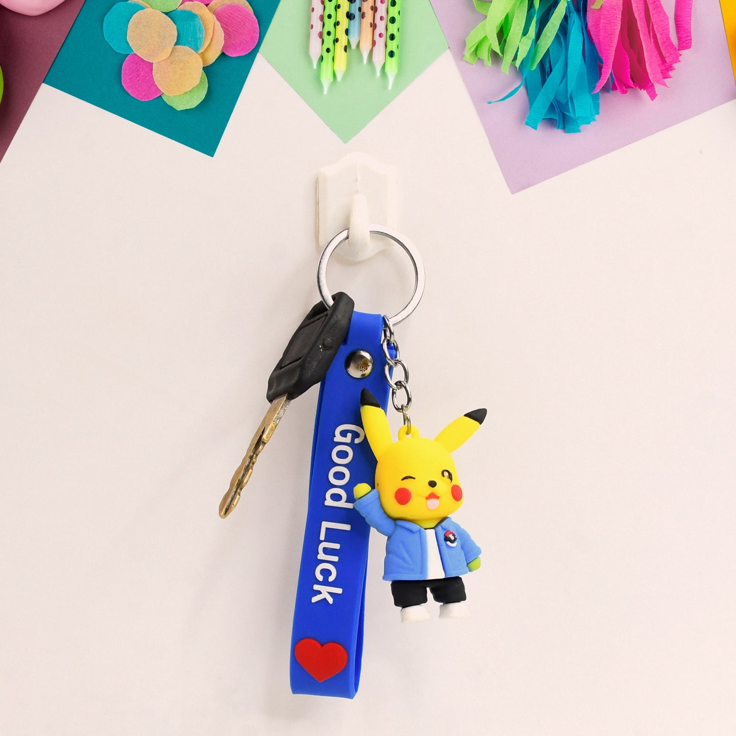 Cute Silicone 3d Key Chain With Metal Hook  Strap (Pack Of 1)