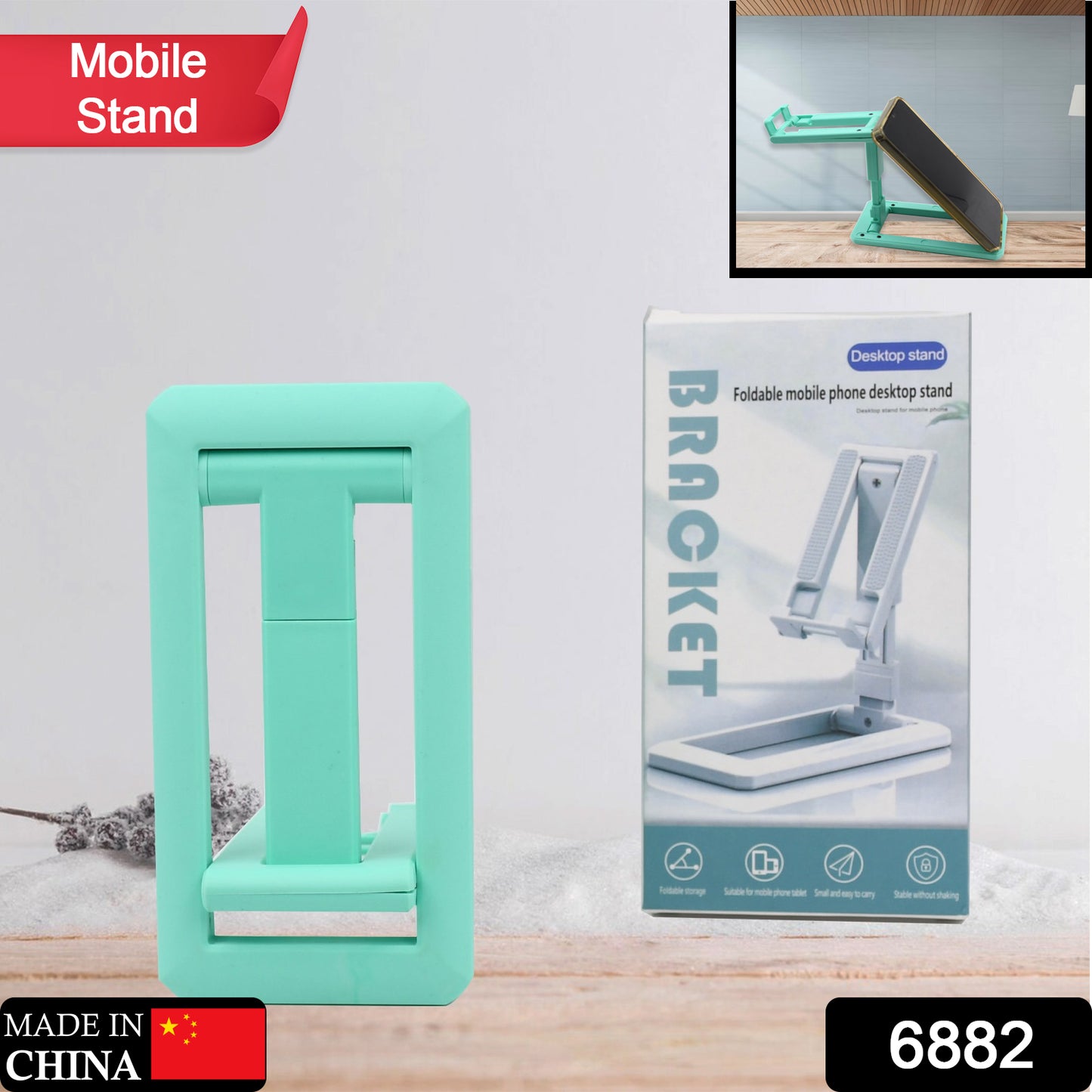 6882 Mobile Phone Stand Mobile Phone Holder Table Adjustable Angle Height Foldable Non-slip Sturdy Mobile Phone Holder Desktop Phone Holder For All Smartphones