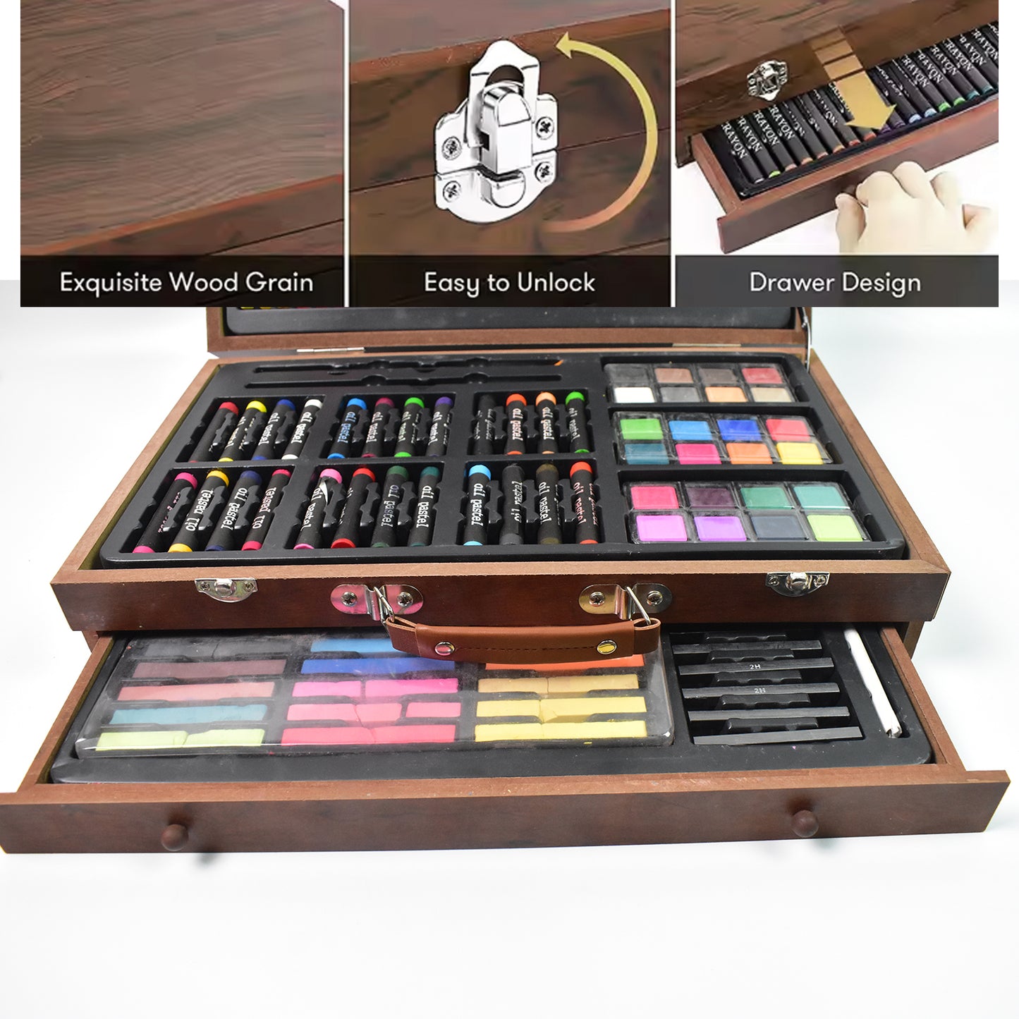 Artist Drawing  Painting Color Set Ith Wooden Case (112 Pcs Approx)