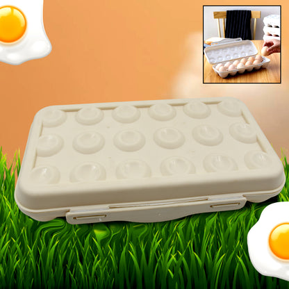 5727 18 Grid Egg Holder Storage Shock-proof Egg Container With Buckle Egg Carrier Egg Tray Egg Shelter Effective Full Seal Egg House Use For Fridge Camping Kitchen