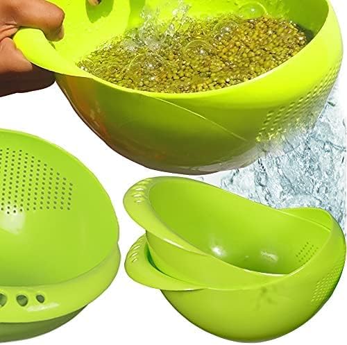 0081 Virgin Rice Bowl Durable Plastic Strainer Water Strainer  Vegetable  Fruits Washing Bowl