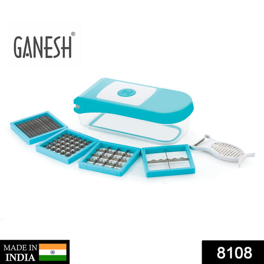 8108 Ganesh 7 In 1 Plastic Vegetable Dicer Blue