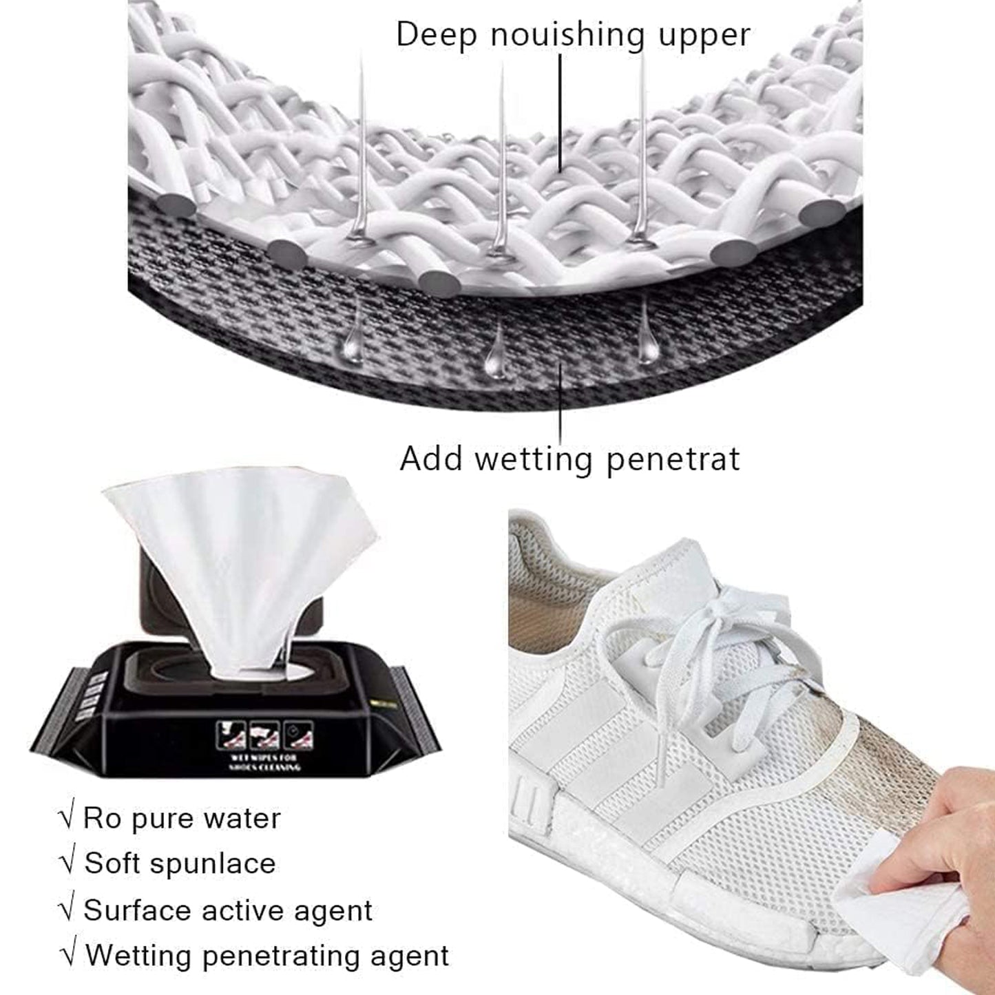 4367 Shoe Cleaning Wet Wipes Fast Scrubbing Shoes Cleaning Tissue Sneakers Non-woven Detergent Quick Wipes Disposable Travel Portable Removes Dirt Stains