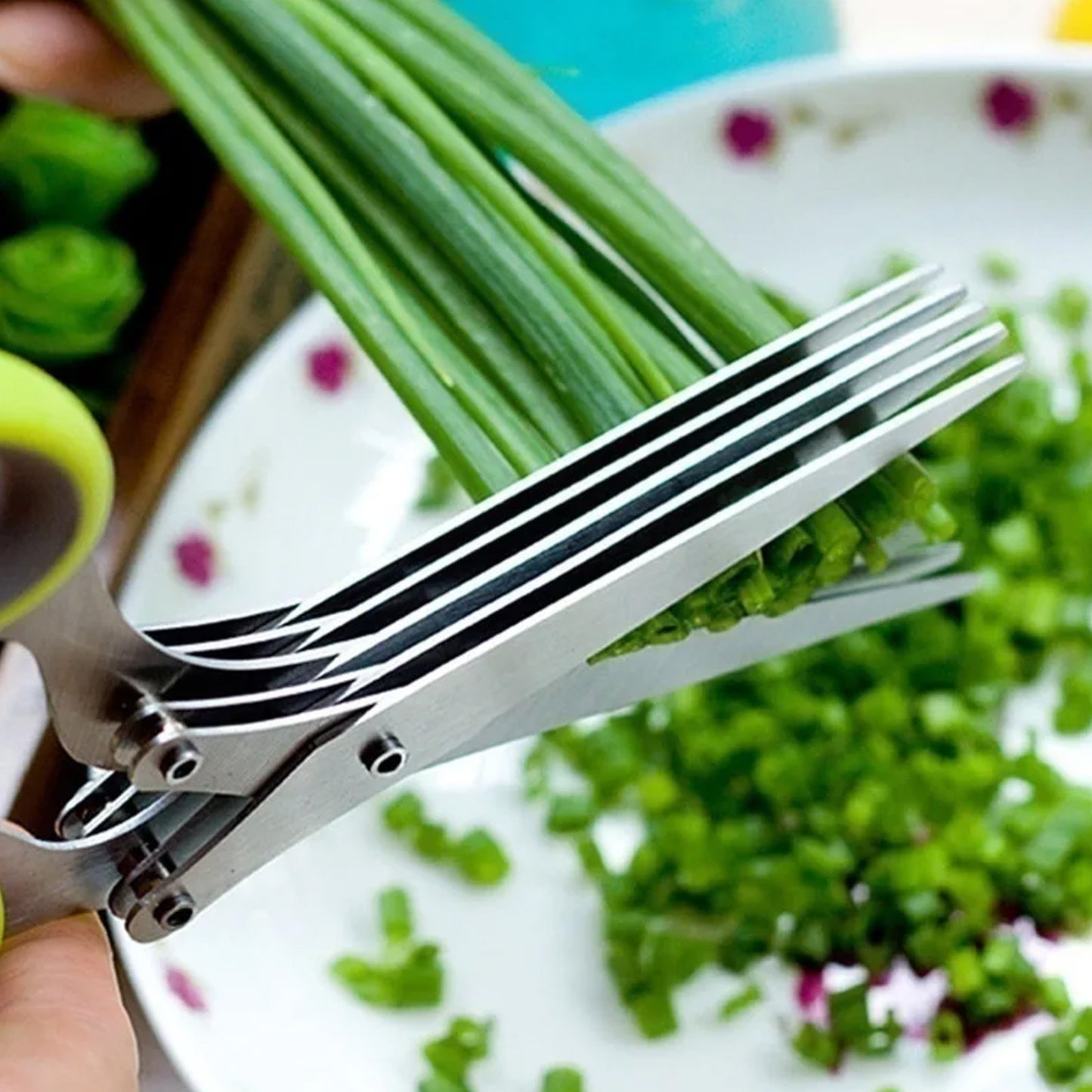 Multifunction Vegetable Stainless Steel Herbs Scissor With 5 Blades (1 Pc)