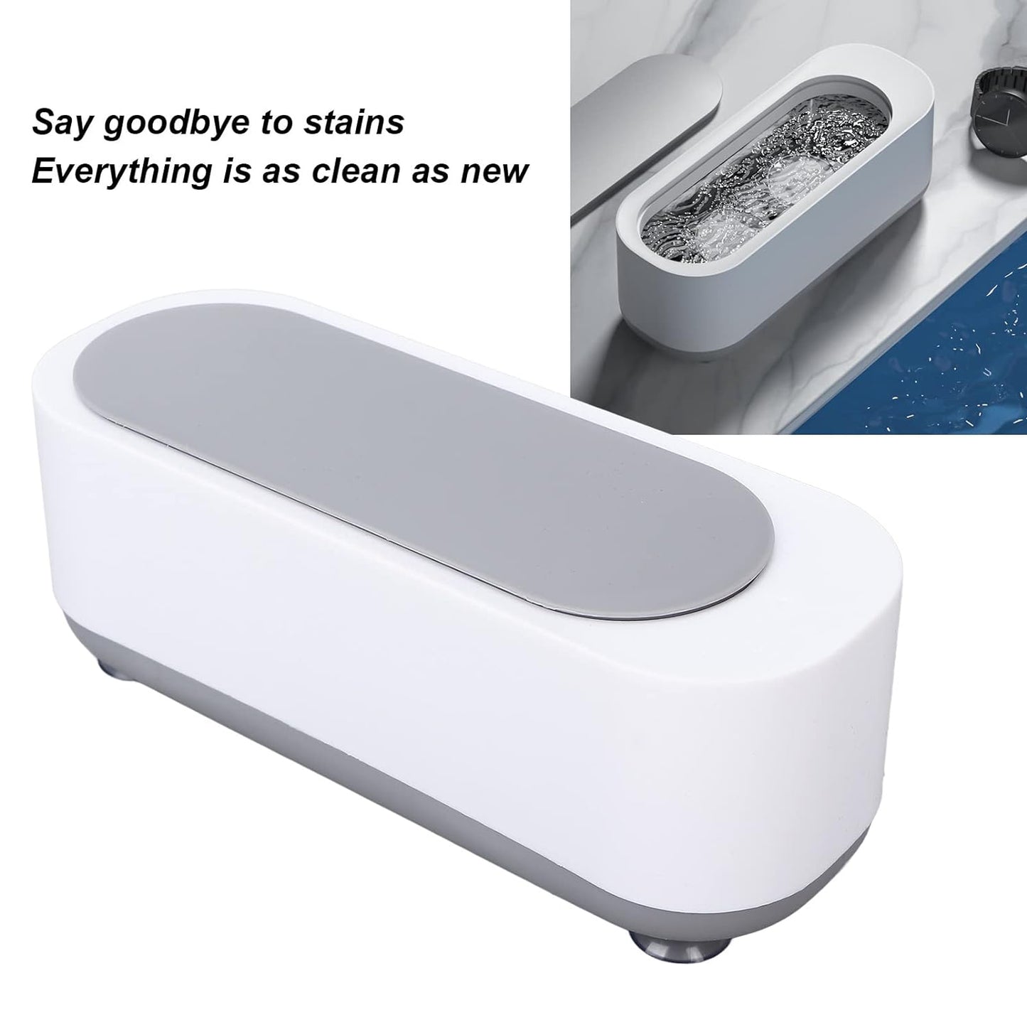 12670 Ultrasonic Jewllery Cleaner Ultrasonic Cleaning Machine Portable Jewellery Cleaning Mchine For Jewellery Ring Silver Retainer Glasses Watches Coins High Frequency Vibration Machine (Battery Not Included)