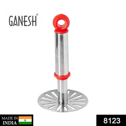 8123 Ganesh Potatopav Bhaji Masher With Plastic Handle Silver  Plastic - Oval Pav Masher Potato 1-piece Smasher Handle Multicolor